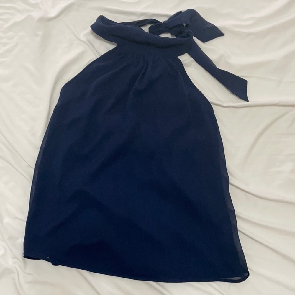 Chiffon Navy Halter Blouse